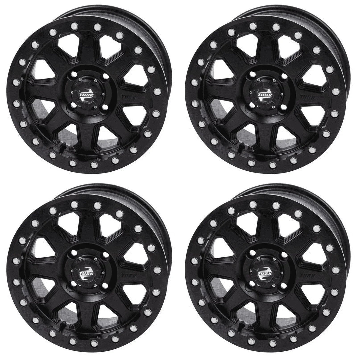 (4 Pack) 4/137 Tusk Uinta Beadlock Wheel 14X7 4.0 + 3.0 Matte Black For Can-Am Defender Hd10 Pro Lone Star 2021-2022