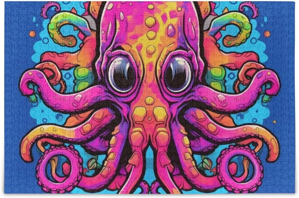 Big Eyes Octopus Jigsaw Puzzle 1000 Pieces, Zigsaw with Storage Bag and Reference Picture Easy to Solve