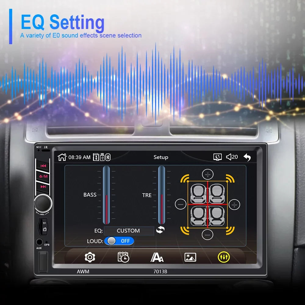 Podofo 2 Din Car Stereo with Apple D-play 7 inch Touch Screen Car MP5 Player Car Radio Bluetooth USB with 4 LED Rear View Camera