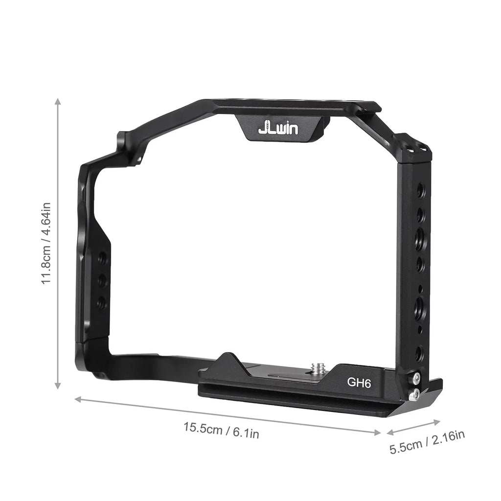 Dcenta  Camera Cage Compatible with Panasonic GH6 Aluminum Alloy Construction with Cold Shoe Mount and Extensive Threaded Holes
