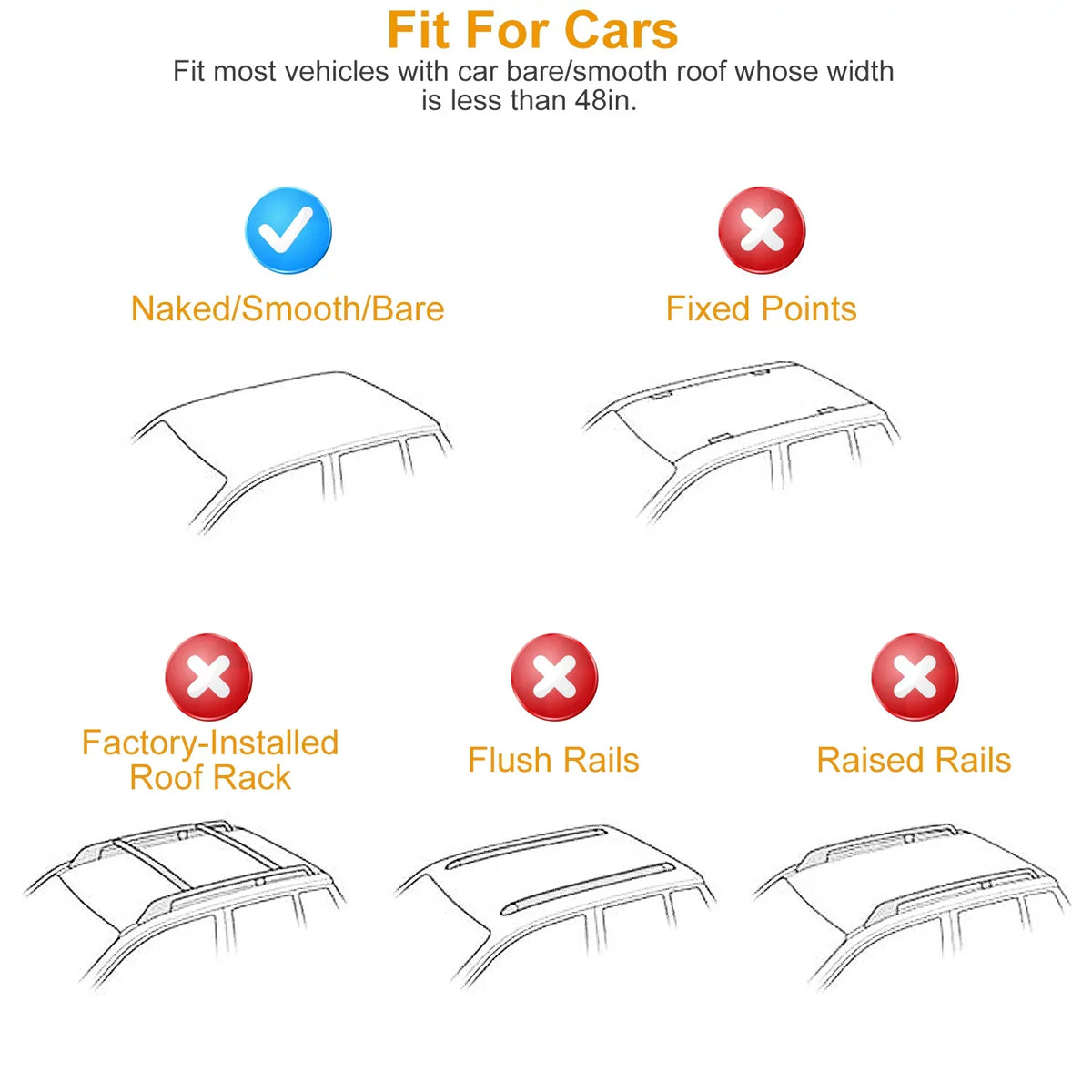 iMounTEK Roof Rack Crossbars 47.24in Car Roof Rack Aluminum Cargo Carrier with 165LBS Capacity Fit for Most Vehicle Wagon Car Without Roof Side Rail