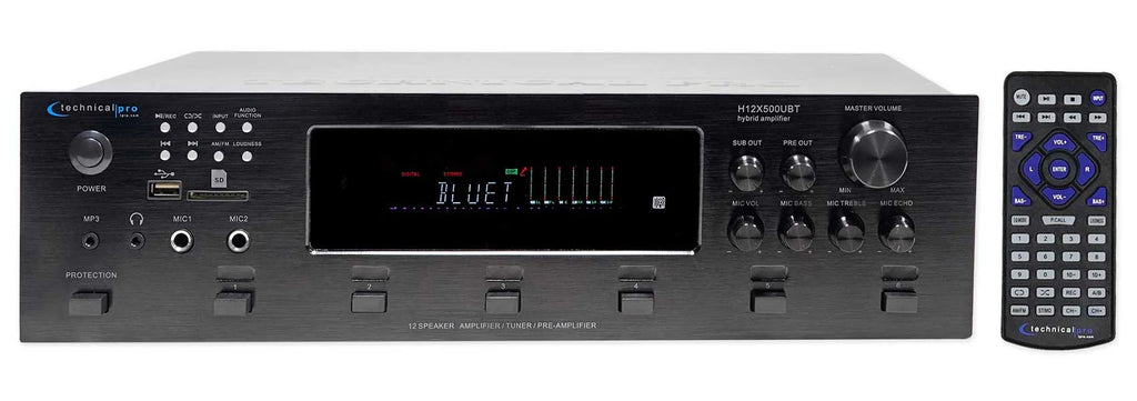 Technical Pro 6000w 6) Zone, Home Theater Bluetooth Receiver+12) 8" Speakers+EQ