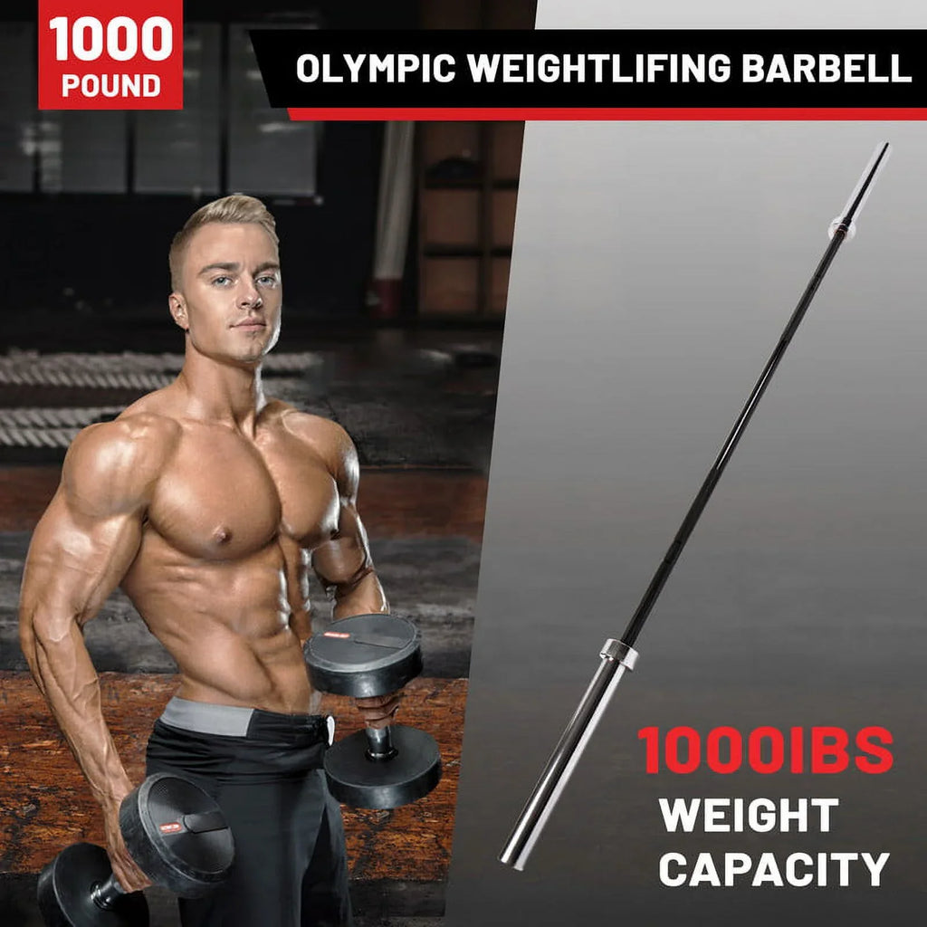 Olympic Bar Solid Chrome Barbell Weights Lifting Power Lifting Black Hard Chrome Barbells,1000 POUND