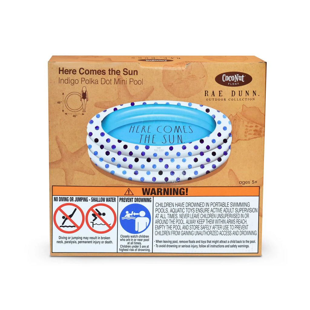 Rae Dunn Indigo Polka Dot Inflatable Mini Pool - Here Comes The Sun 38012G