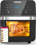 HOZO Brio Air Fryer Oven, 15.5Qt X-Large Family Size, SS Rotisserie Basket &-Skewer Kit, Powerful 1800W, 50F-425F Temp Controls, Integrated Smart Thermometer