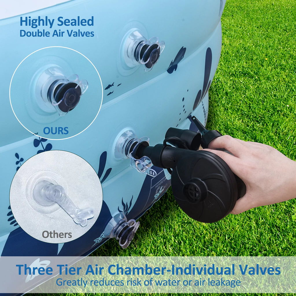 Sebor Inflatable Pool with Seat and Sprinkler - 10.3Ft x 76'' x 20'' Full Sized Above Ground Swimming Pool for Family, Adults, and Kids - Thickened Design for Backyard, Garden, and Outdoor Fun