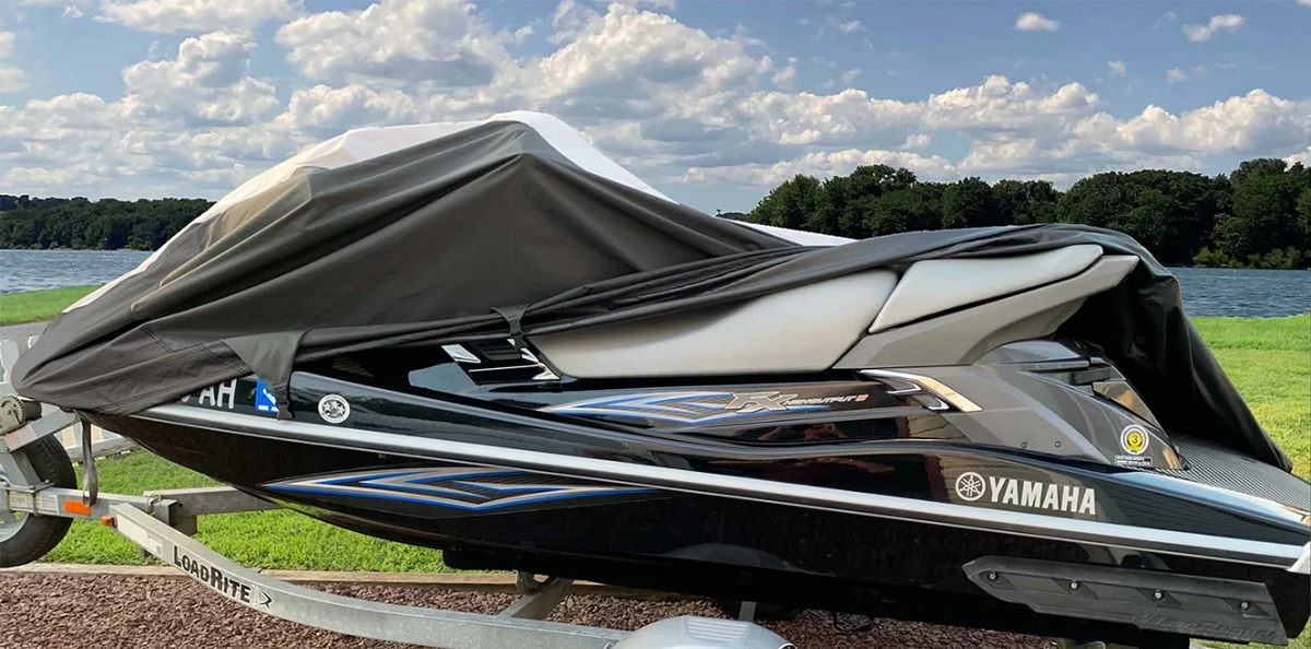 SUPER HEAVY-DUTY COVER Compatible for Honda Aquatrax F12, F12X 2002 2003-2007 Jet Ski Watercraft Cover Black/Grey