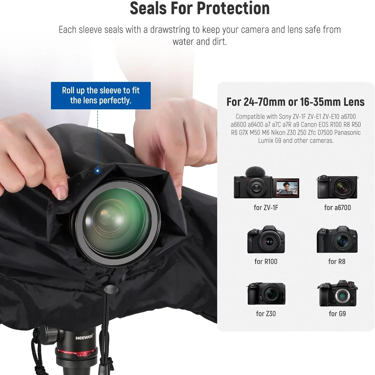 NEEWER Camera Rain Cover, Mini Size Durable Nylon Raincoat Compatible with Canon Sony Nikon DSLR Mirrorless Vlog Camera
