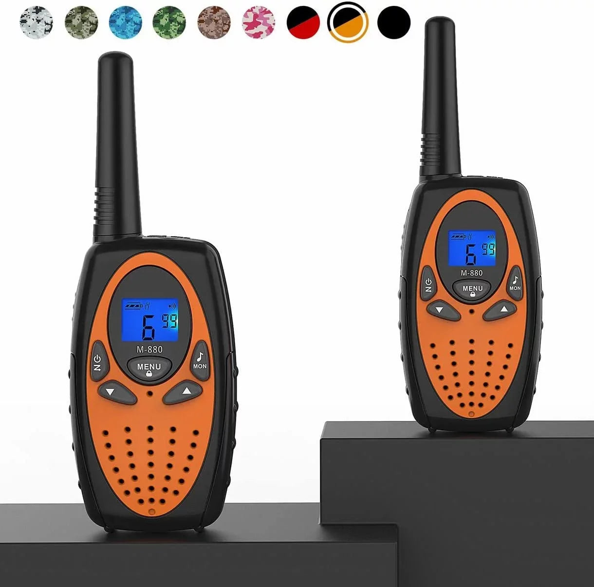 Two Way Radios for Adults, FRS Walkie Talkie Long Range /Hands Free Walki Talki with Noise Cancelling for Women Kids Camping Hiking Cruise Ship (Orange 2 in 1)