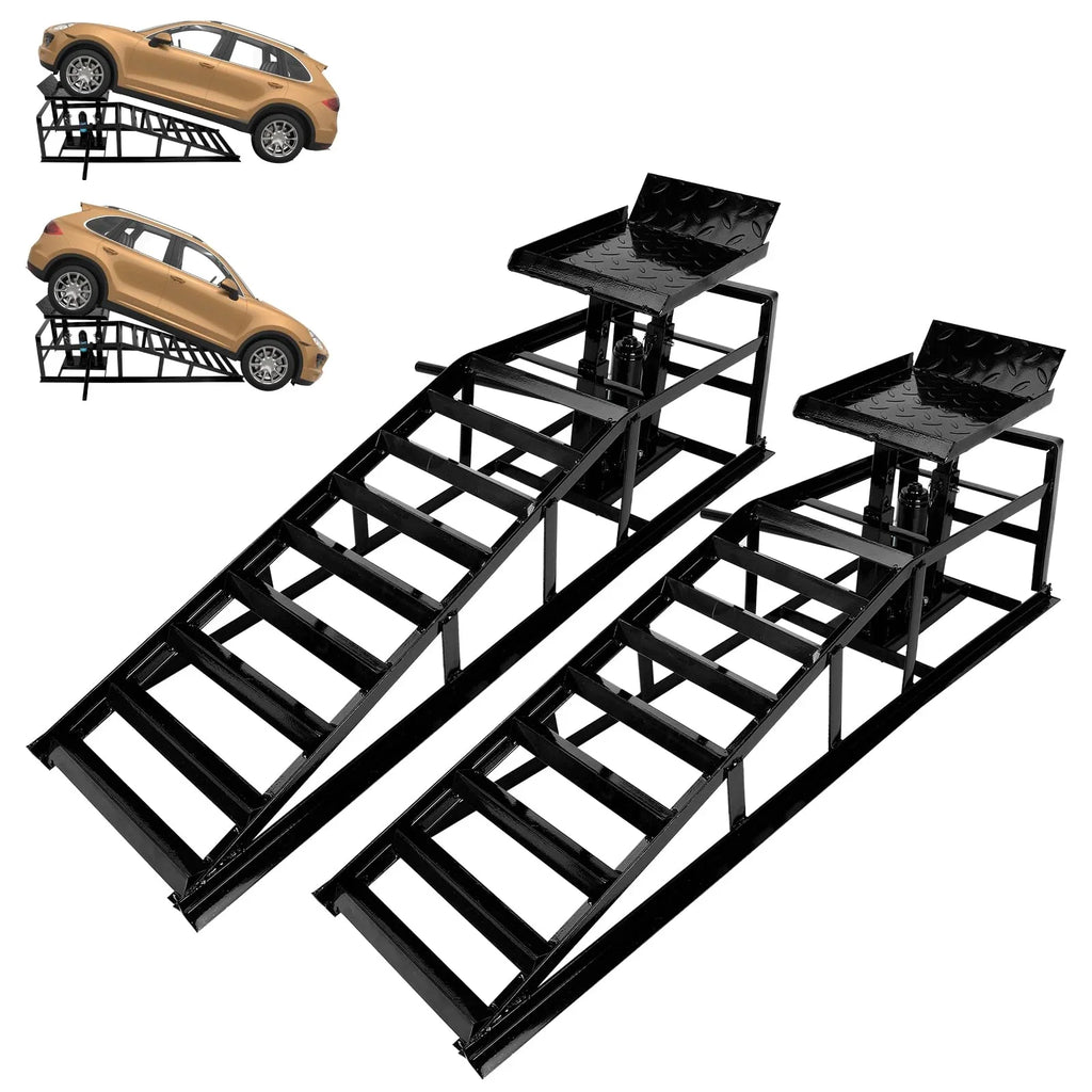 Confote 2 Packs Hydraulic Car Ramps Low Profile Car Lift Service Ramps Truck Trailer Garage,Automotive Hydraulic Lift Repair Frame 11000lbs 5 Tons 5T (Black)