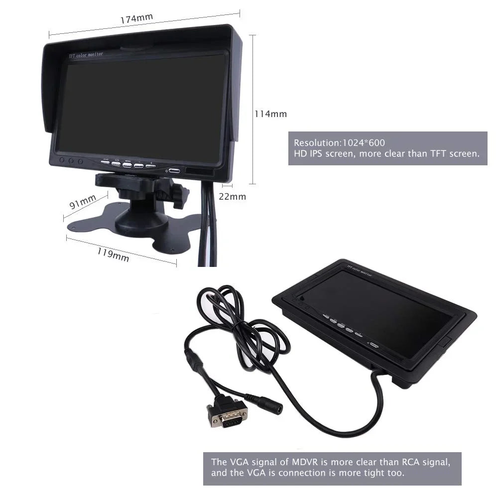 JOINLGO 4CH GPS 4G WiFi 1080P HDD Mobile Vehicle Car DVR MDVR Video Recorder Kit Remote Live View on PC Phone 4pcs 2.0MP Side Rear View IR Camera 7 inch Monitor for Truck Bus RV Van