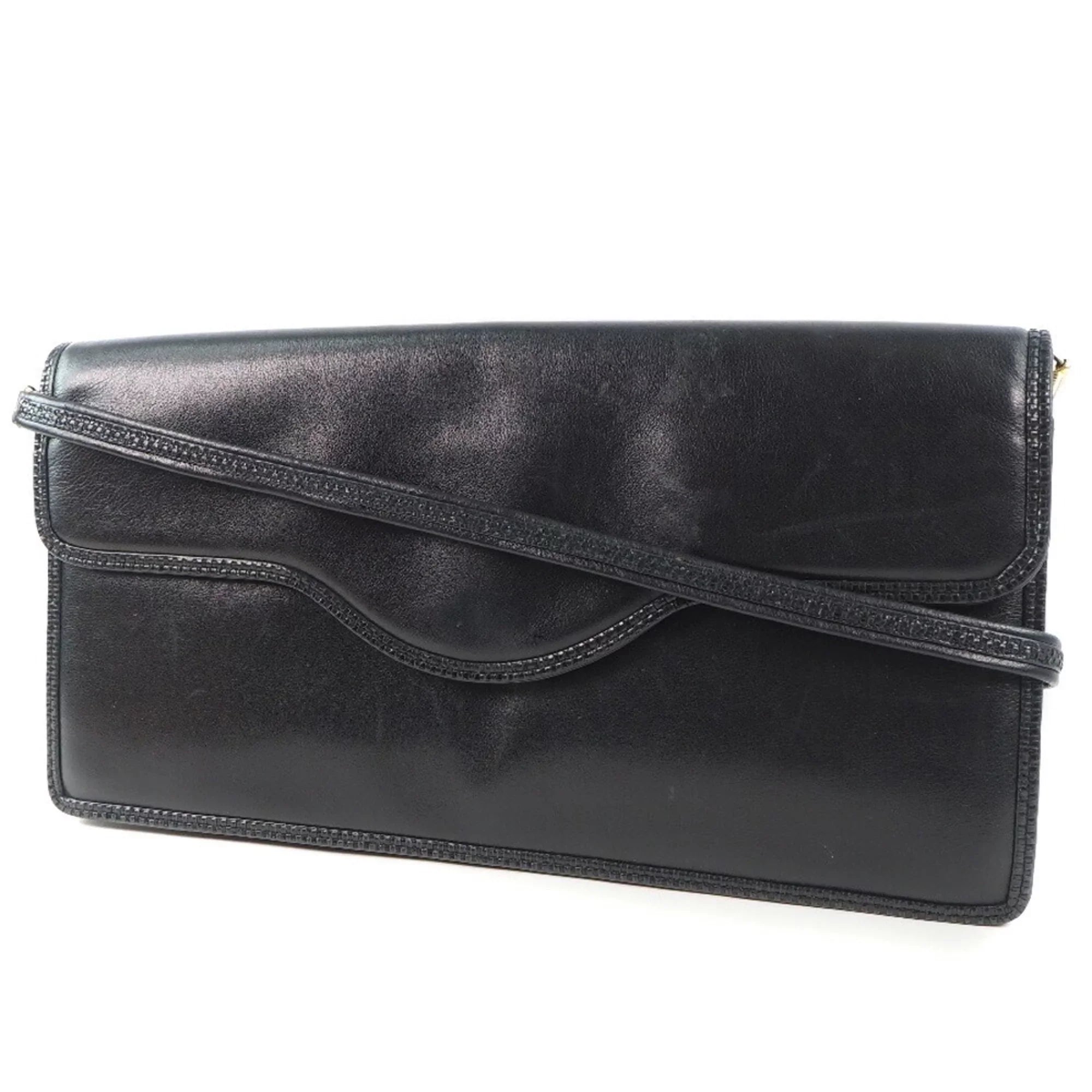 Pre-Owned Bally Barry Chain Shoulder Leather Black Women's Bag (Fair)