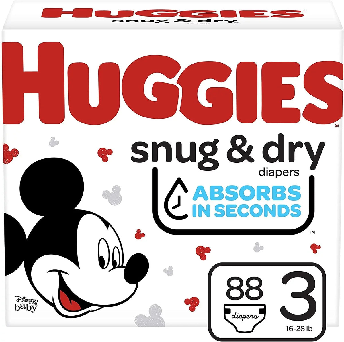 HUGGIES Snug and Dry Baby Diapers Big Pack, Size 3 88 Count