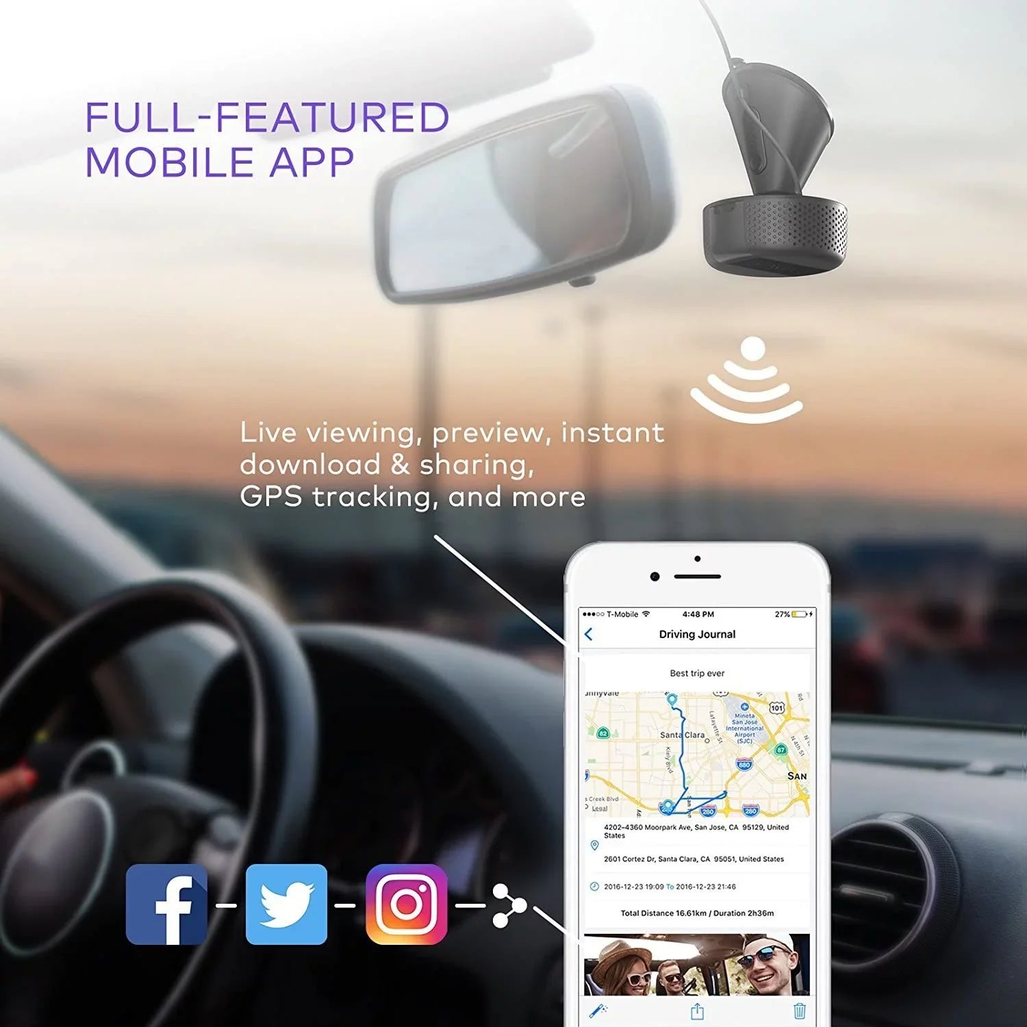 Dash Cam | VAVA 1920X1080P@60Fps | Wi-Fi Car Dash Camera | Sony Night Vision Sensor | Dashboard Camera Recorder with GPS | Parking Mode | G-Sensor | Support 128GB Max