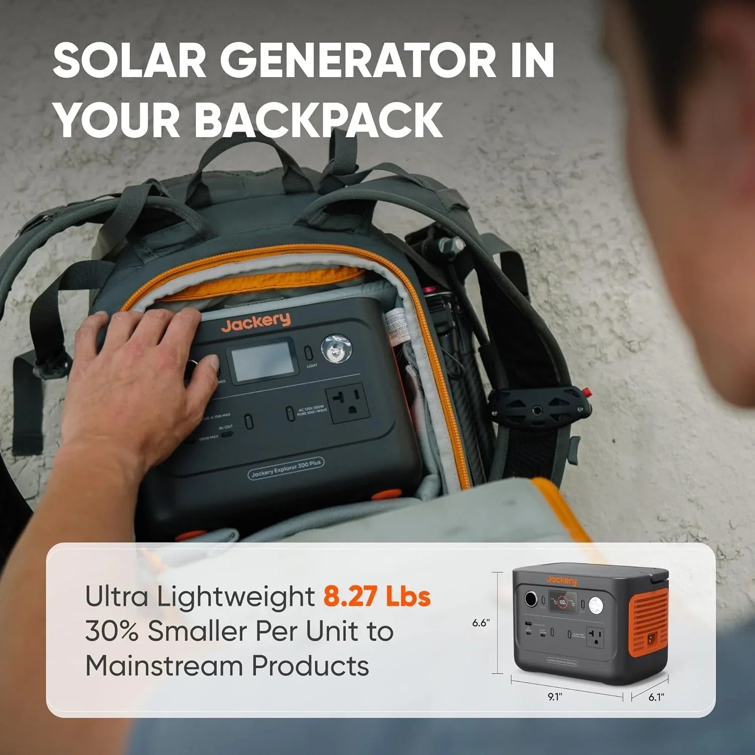Jackery Explorer 300 Plus Portable Power Station, 288Wh Backup LiFePO4 Battery, 300W AC Outlet, 3.75 KG Solar Generator for RV, Outdoors, Camping, Traveling, and Emergencies
