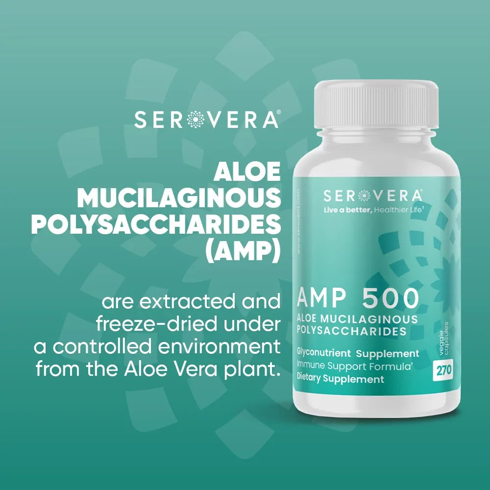 Serovera AMP 500-Immune Support Supplement for Colon Health-Immune System Modulator with L-Glutamine-270 Veggie Caps-Gluten Free- Up to 3 Months Supply