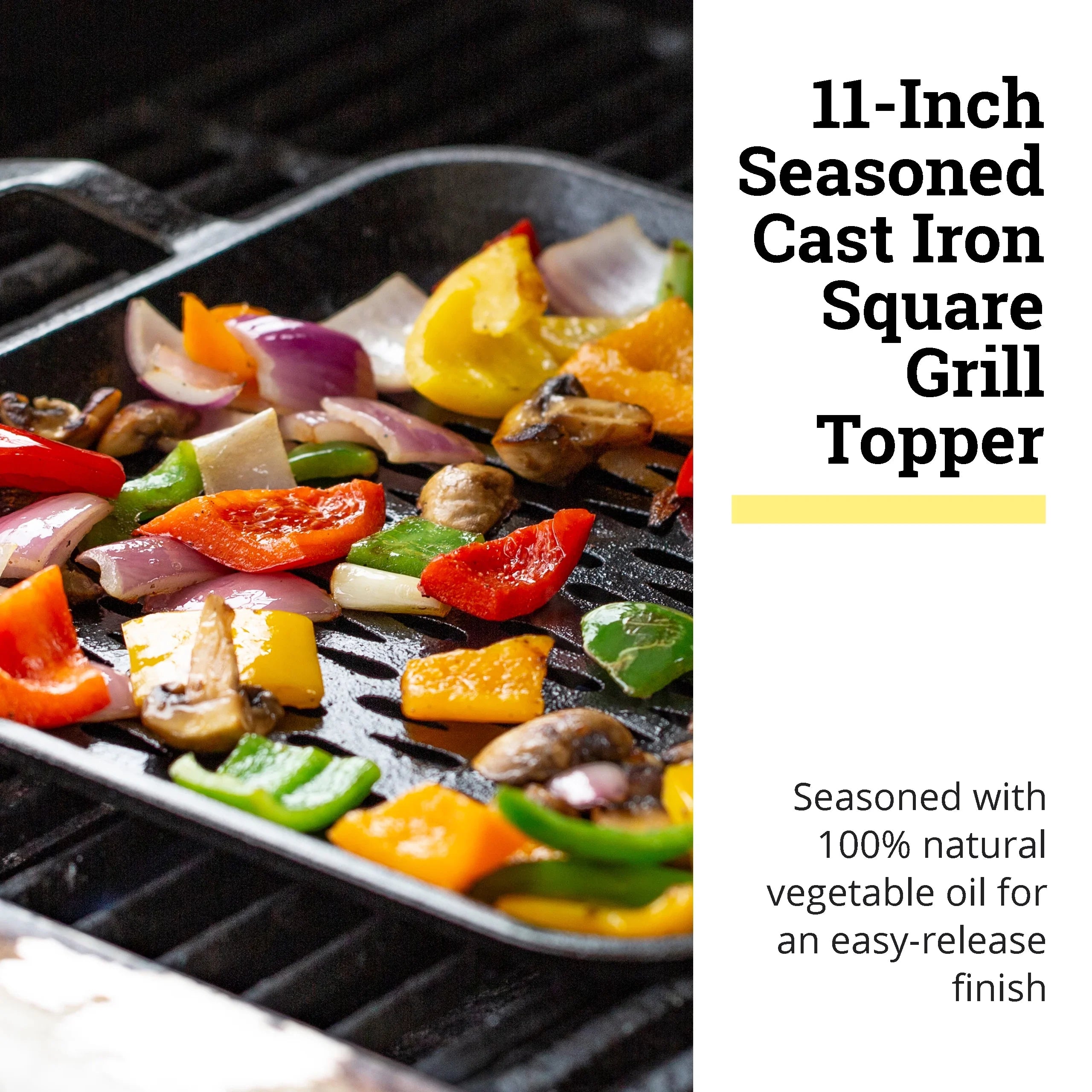 Lodge LC11SGT 11 inch Cast Iron Square Grill Topper