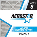 Aerostar 25x25x1 MERV  8, Pleated Air Filter, 25x25x1, Box of 6, Made in the USA