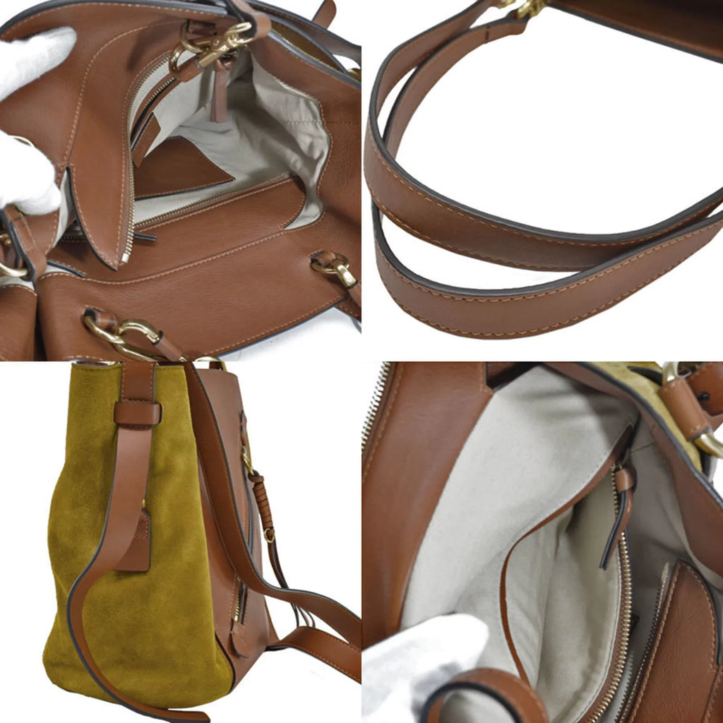 Pre-Owned Chloé Chloe Bag Brown Khaki Gold Leather Suede Shoulder 2Way Ladies (Good)