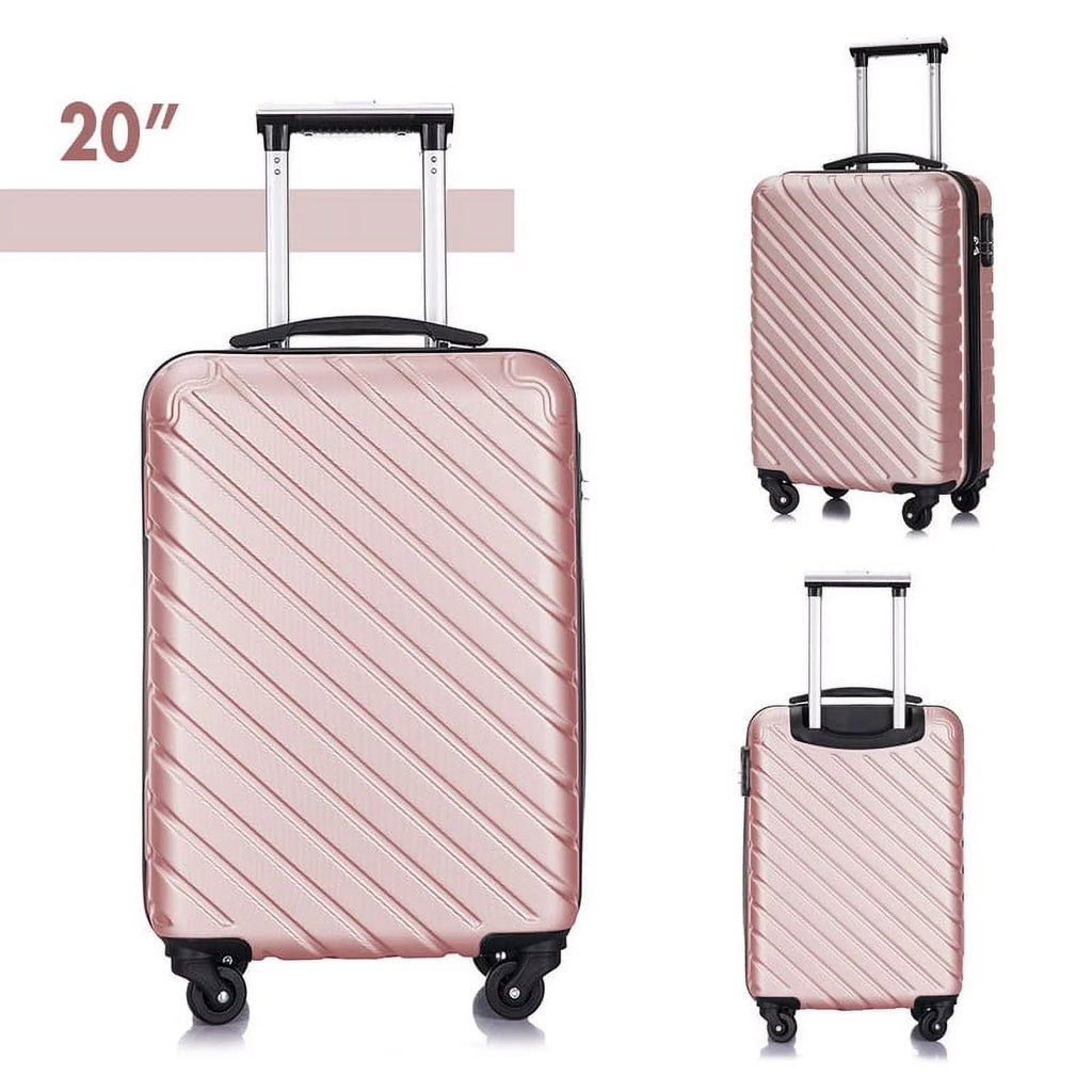4 Piece Hardshell Luggage Sets,Travel Suitcase,Carry On Luggage with Spinner Wheels Free Cover&Hanger Inside rose gold