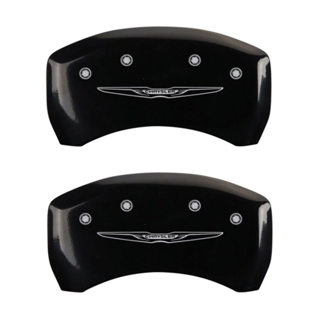 MGP 4 Caliper Covers Engraved Front & Rear Style 2/Chrysler Wing Black finish silver ch Fits select: 2013 CHRYSLER 300, 2012 CHRYSLER 300C LIMITED