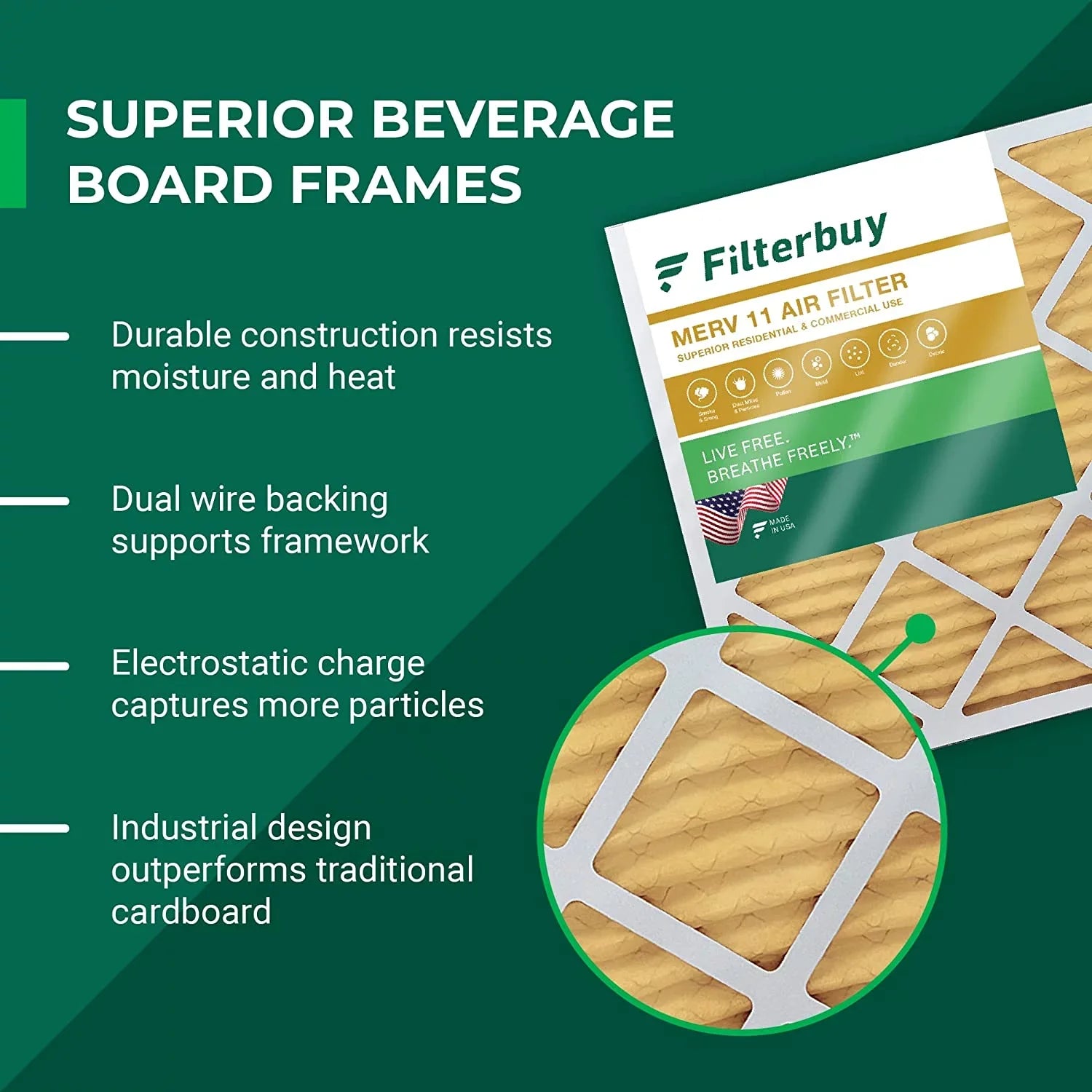 Filterbuy 20x20x1 MERV 11 Pleated HVAC AC Furnace Air Filters (12-Pack)