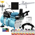 Master Airbrush Air Compressor Custom Body Art System Kit with Airbrush, 8 Color Temporary Tattoo Paint Set, 100 Stencil