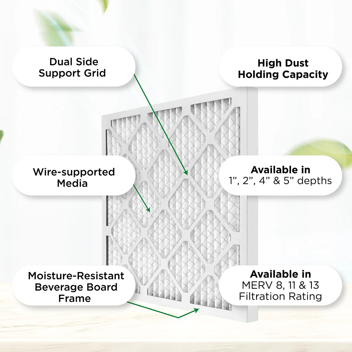 12x20x1 MERV 11, MPR 1000 Pleated AC Furnace 1" Air Filters by Pamlico. Quantity 6. Actual Size: 11-1/2 x 19-1/2 x 3/4