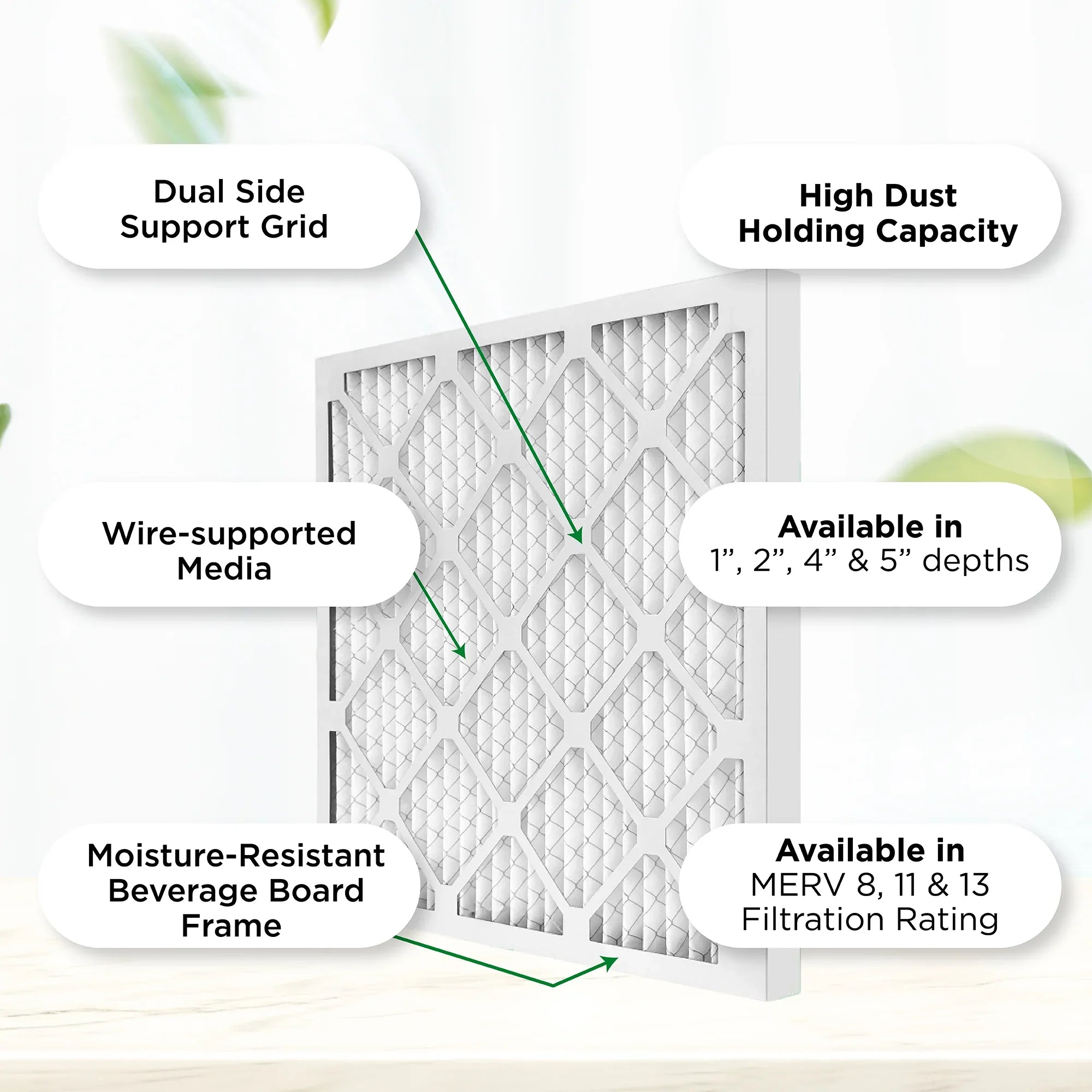 20x25x4 MERV 11, MPR 1000 Pleated AC Furnace 4" Air Filters by Pamlico. Case of 6. Actual Size: 19-1/2 x 24-1/2 x 3-3/4