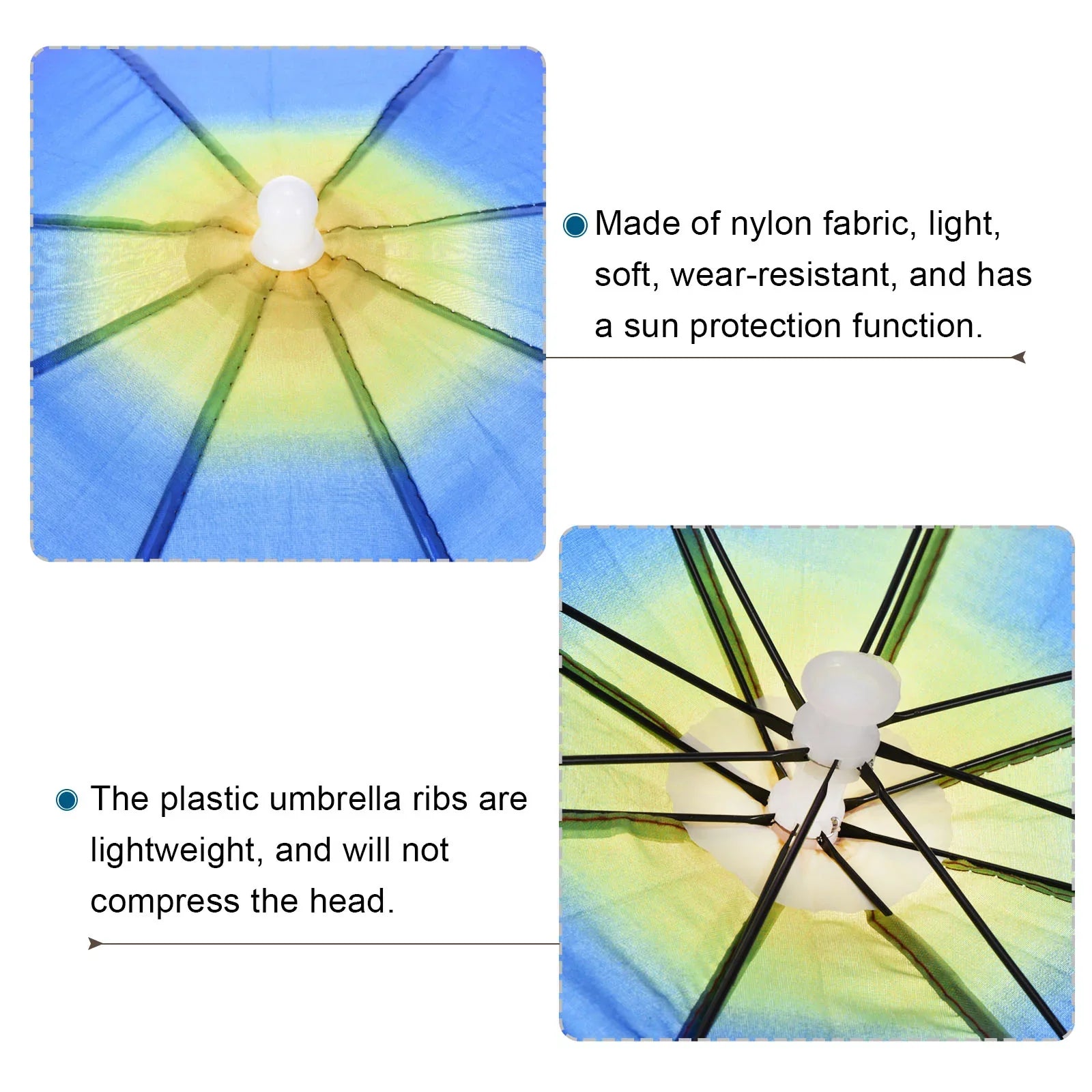 Uxcell 20" Fishing Umbrella Hat Folding Sun Rain Cap Head Umbrella Rainbow Color 4 Pack