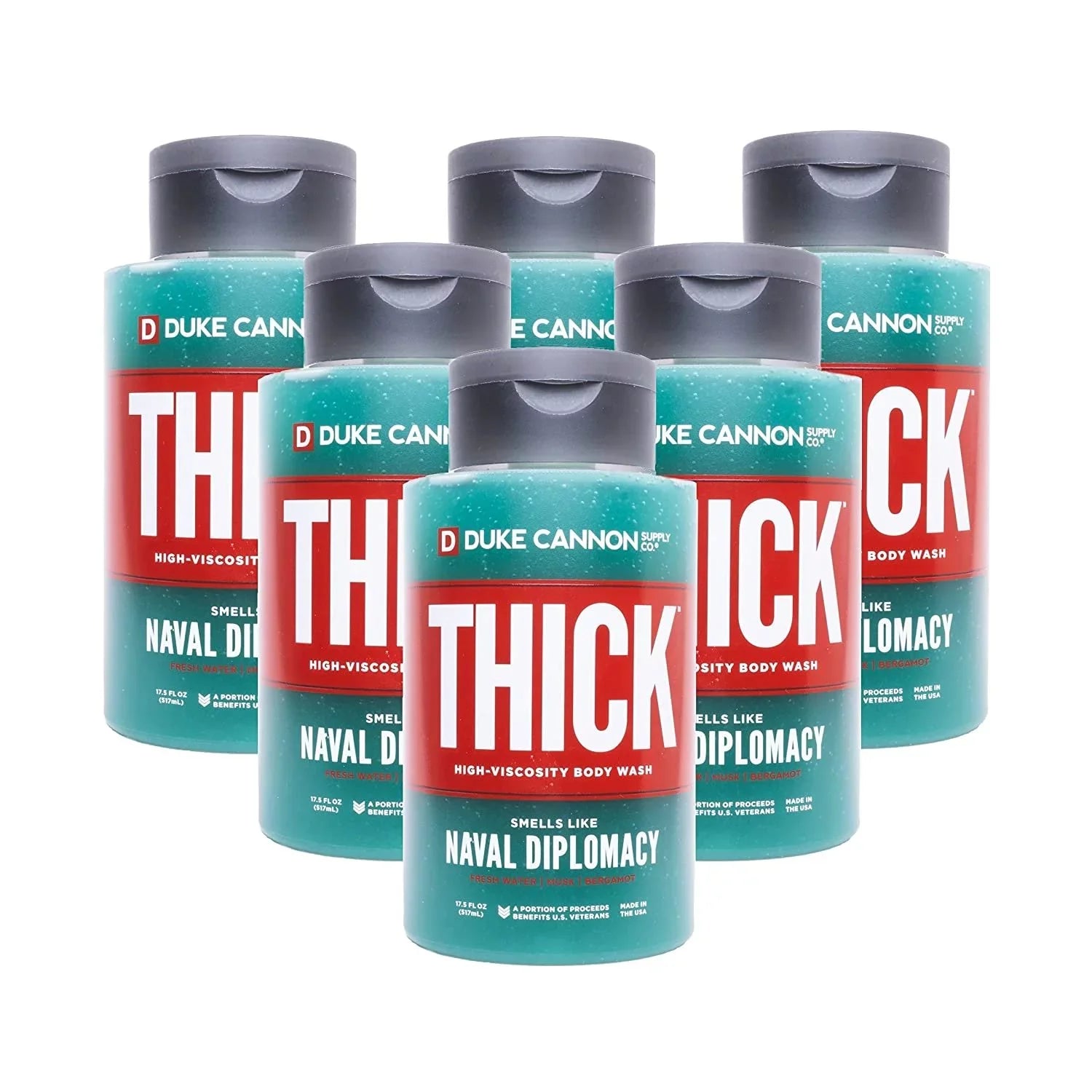 Duke Cannon Supply Co. THICK High-Viscosity Body Wash for Men - Smells Like Naval Diplomacy, 17.5 Fl Oz 6 Pack