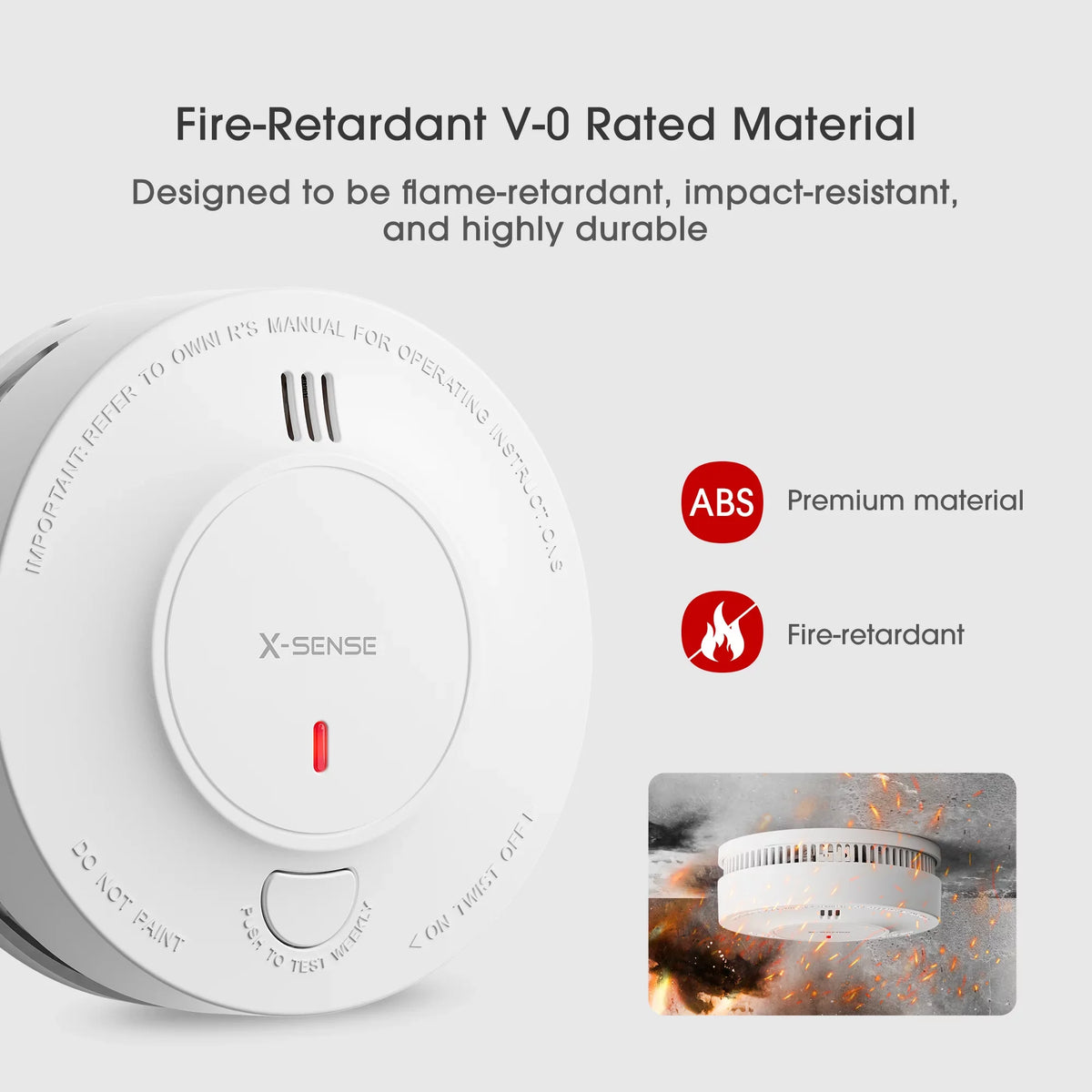 X-Sense Photoelectric Smoke Detector, Wireless Interconnected with over 820 ft Transmission Range, SD19-W
