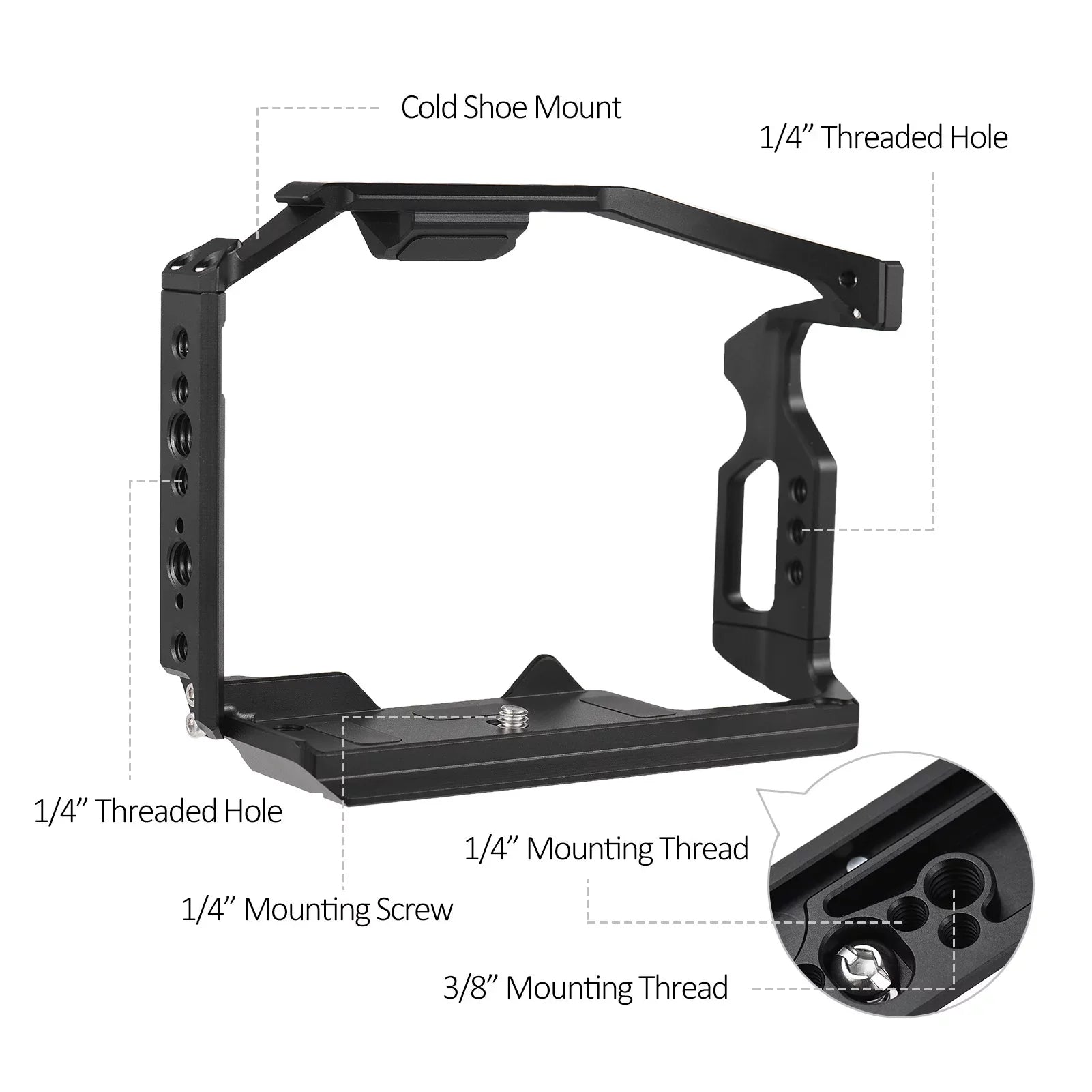 Dcenta  Camera Cage Compatible with Panasonic GH6 Aluminum Alloy Construction with Cold Shoe Mount and Extensive Threaded Holes
