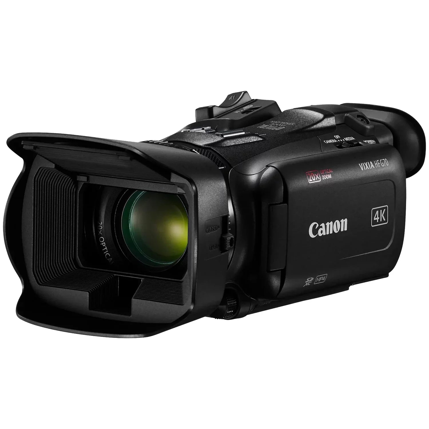 Canon Vixia HF G70 UHD 4K Camcorder with 2 Pack SanDisk 64GB Memory Card + Case + Tripod + Wideangle Lens +  ZeeTech Accessory Bundle