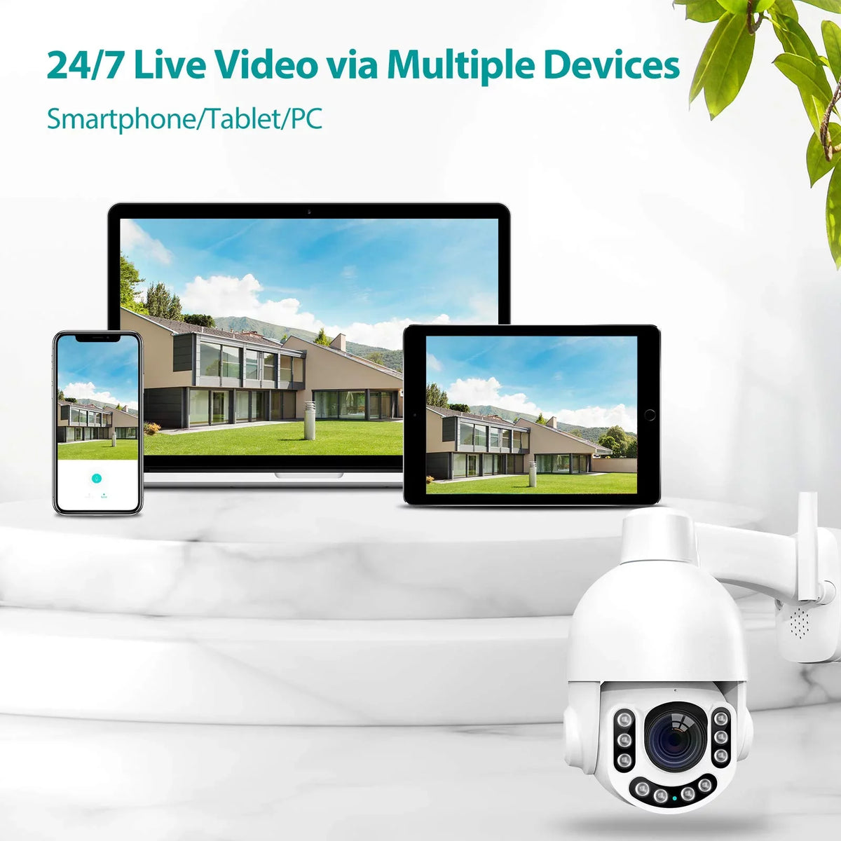 Netvue Outdoor Security Camera, 2K 3MP Home Surveillance Camera, PTZ Security Camera with Wifi Connection