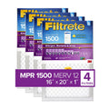 Filtrete by 3M, Smart 16x20x1, MERV 12, Allergen, Bacteria & Virus HVAC Air and Furnace Filter, Captures Allergens, Bacteria, Viruses, 1500 MPR, 4 Filters