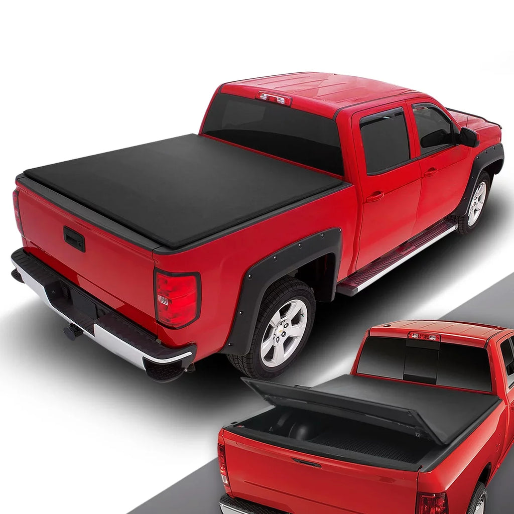 DNA Motoring TTC-TRISOFT-008 For 1993 to 2004 Ford Ranger 6 Ft Short Bed Flareside Tri-Fold Soft Top Tonneau Cover 94 95 96 97 98 99 00 01 02 03