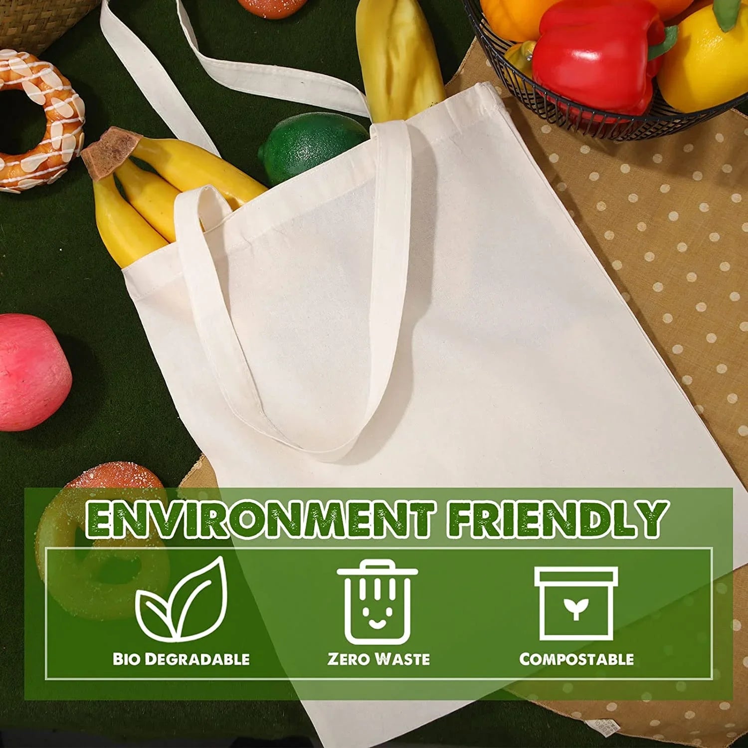 36 Pack 13 x 15 Inch Cotton Canvas Tote Bag Bulk with Handles Blank Shopping Bag for Crafts Lightweight Reusable Grocery Cloth Bag for DIY Advertising Activity Christmas Gift Women