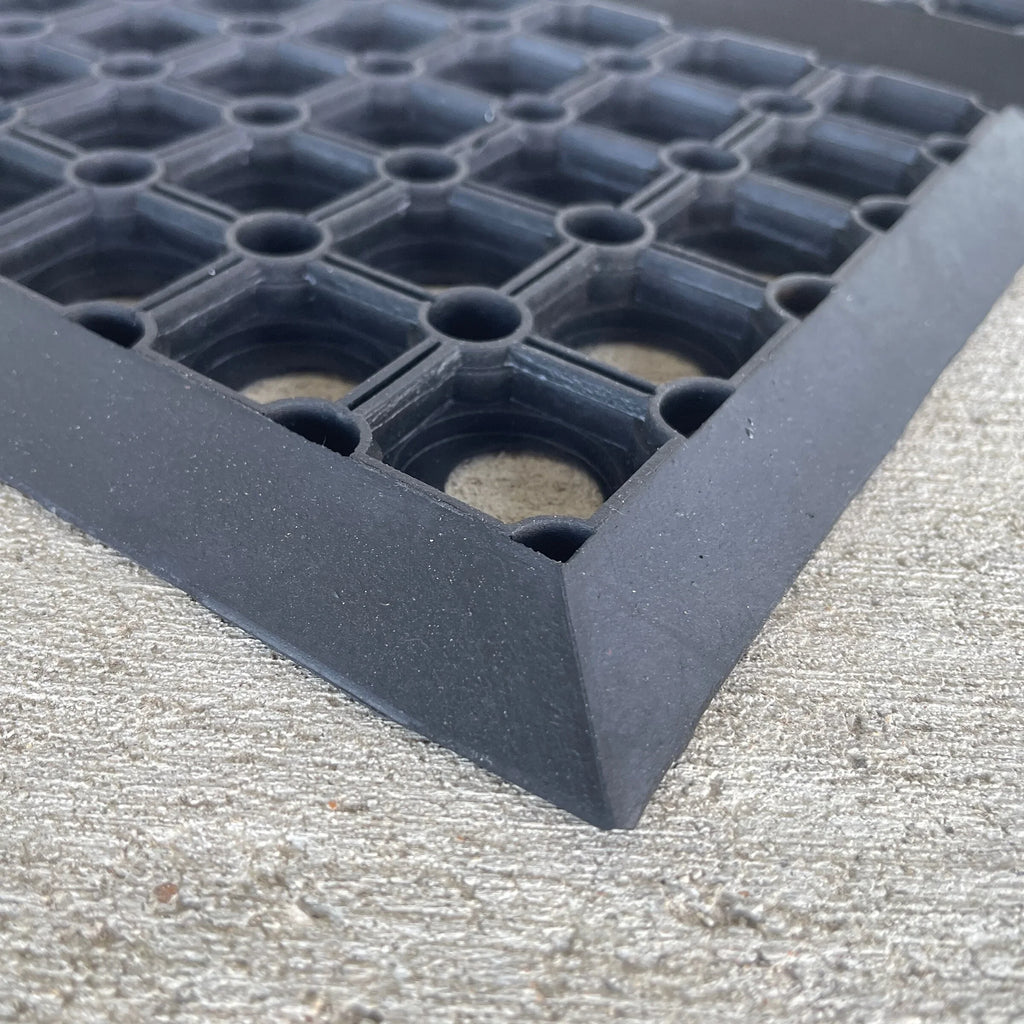 AmeriHome RMT10304 10 x 30 in. Drainage Rubber Stair Tread Set, Black - 4 Piece