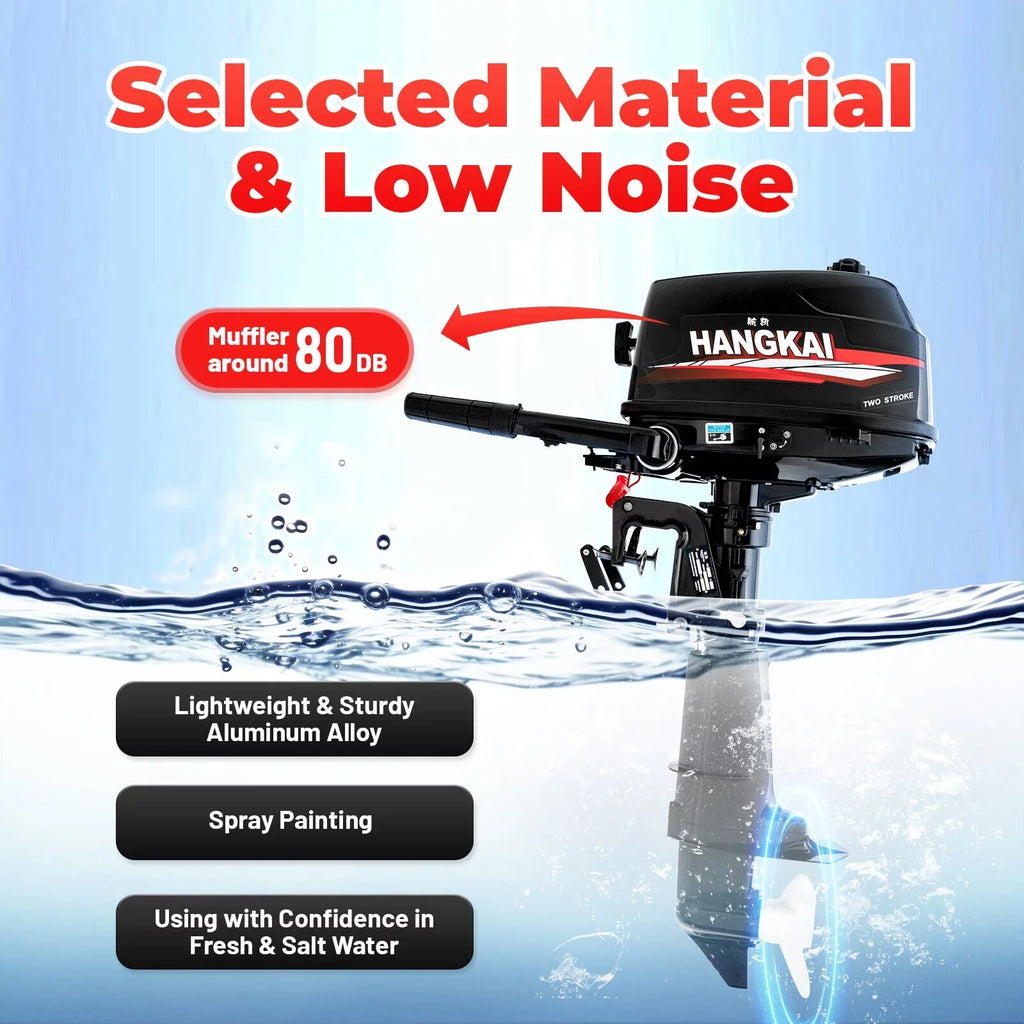 CNCEST Outboard Motor 6 Hp 2-Stroke Inflatable Fishing Boat Motor Engine Water Cooling System
