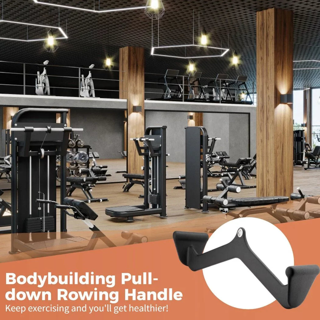 Gym Fitness Rowing V-bar, Pull-down Rowing Handle for Back Muscles, Pulley Cable Machine Attachment with Carabiner for Lats and Trapezius Training, Bodybuilding, Gyms, Sports