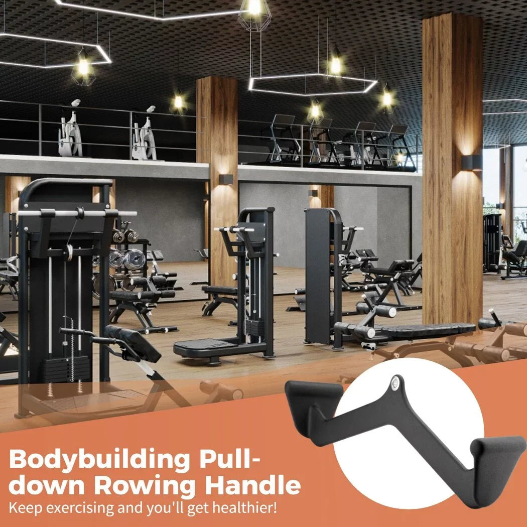 Gym Fitness Rowing V-bar, Pull-down Rowing Handle for Back Muscles, Pulley Cable Machine Attachment with Carabiner for Lats and Trapezius Training, Bodybuilding, Gyms, Sports