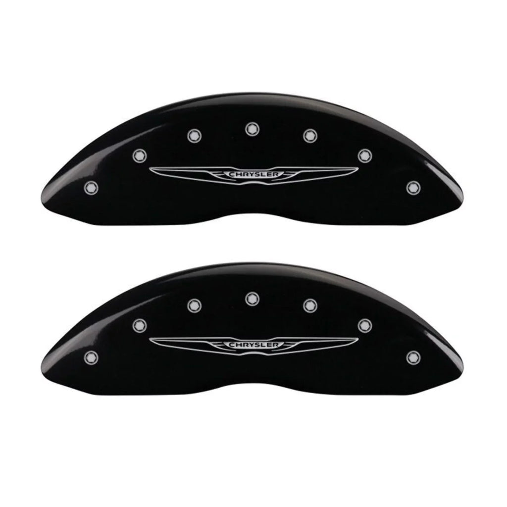 MGP 4 Caliper Covers Engraved Front & Rear Style 2/Chrysler Wing Black finish silver ch Fits select: 2013 CHRYSLER 300, 2012 CHRYSLER 300C LIMITED
