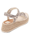 DOLCE VITA Womens Beige Snakeskin 1" Platform Stitch Detailing Ankle Strap Mano Round Toe Wedge Leather Espadrille Shoes 9.5