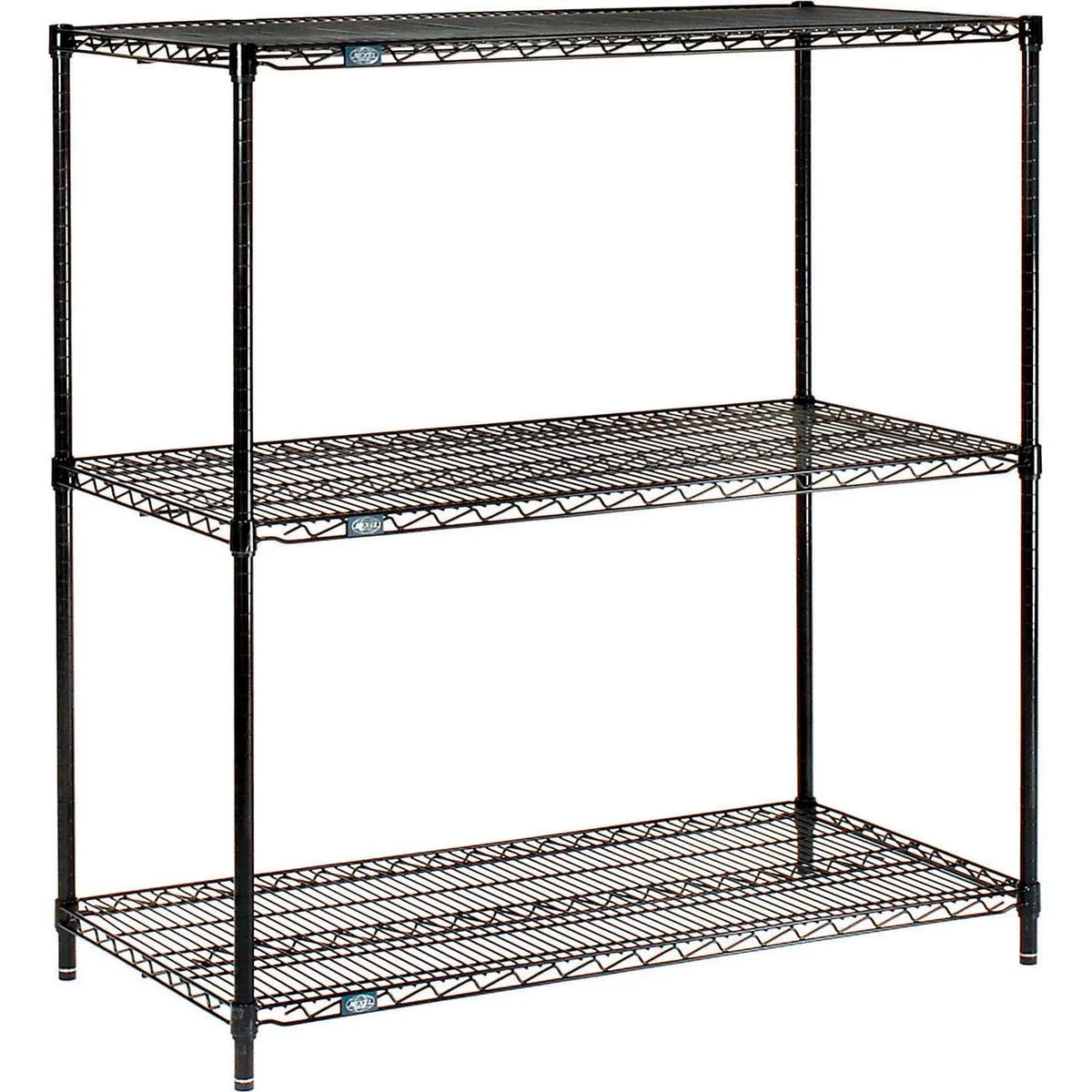 Nexel Black Epoxy, 3 Tier, Wire Shelving Starter Unit, 30"W x 18"D x 34"H