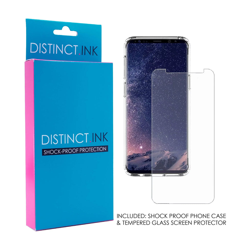 DistinctInk Clear Shockproof Hybrid Case for Samsung Galaxy S9 (5.8" Screen) - TPU Bumper, Acrylic Back, Tempered Glass Screen Protector - Your Faith Can Move Mountains