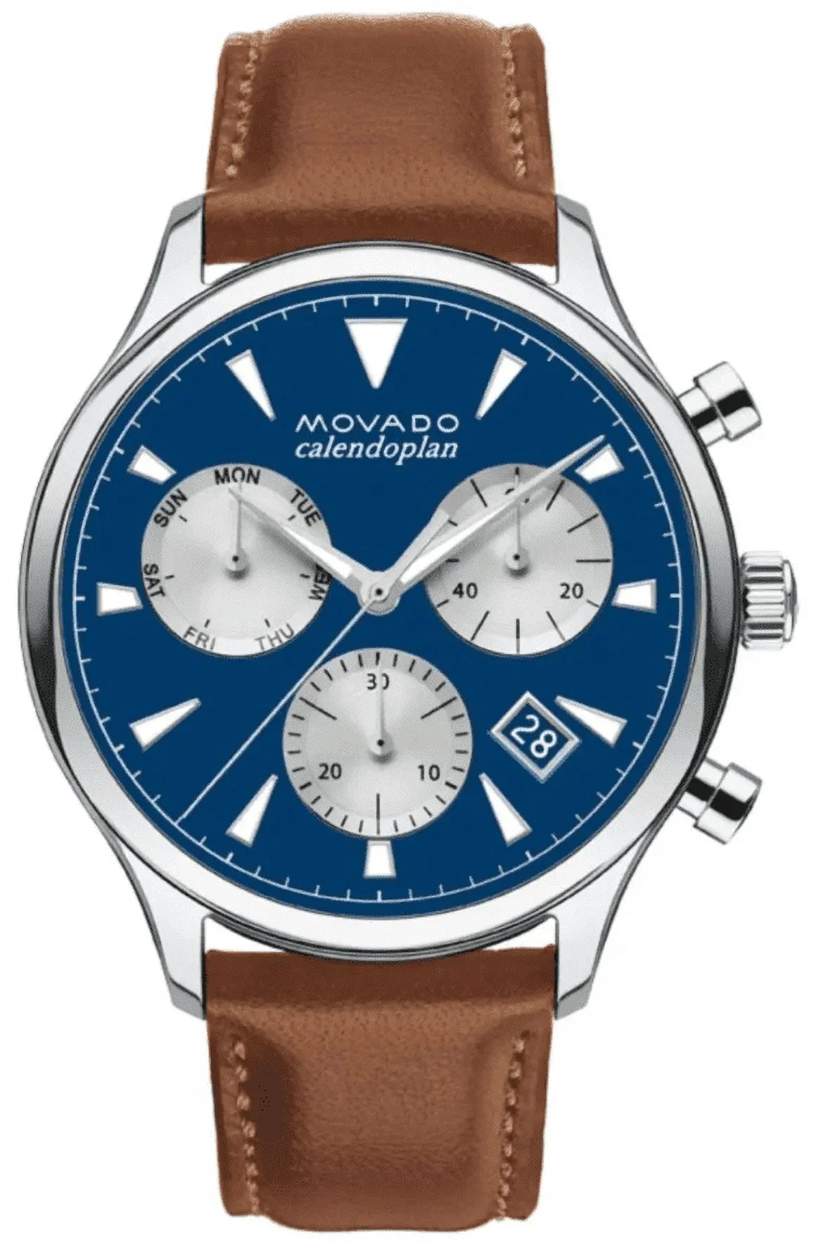 Movado Heritage Blue Dial Leather Strap Men's Watch 3650113