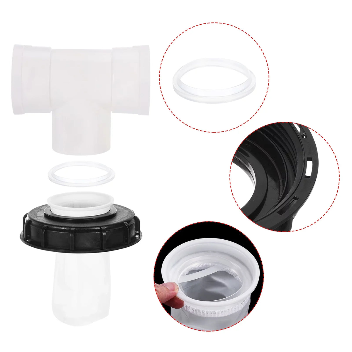 163mm IBC Lid Filter Cover T-Shaped Rainwater Tank IBC Tote Cover with Washable Nylon Filter