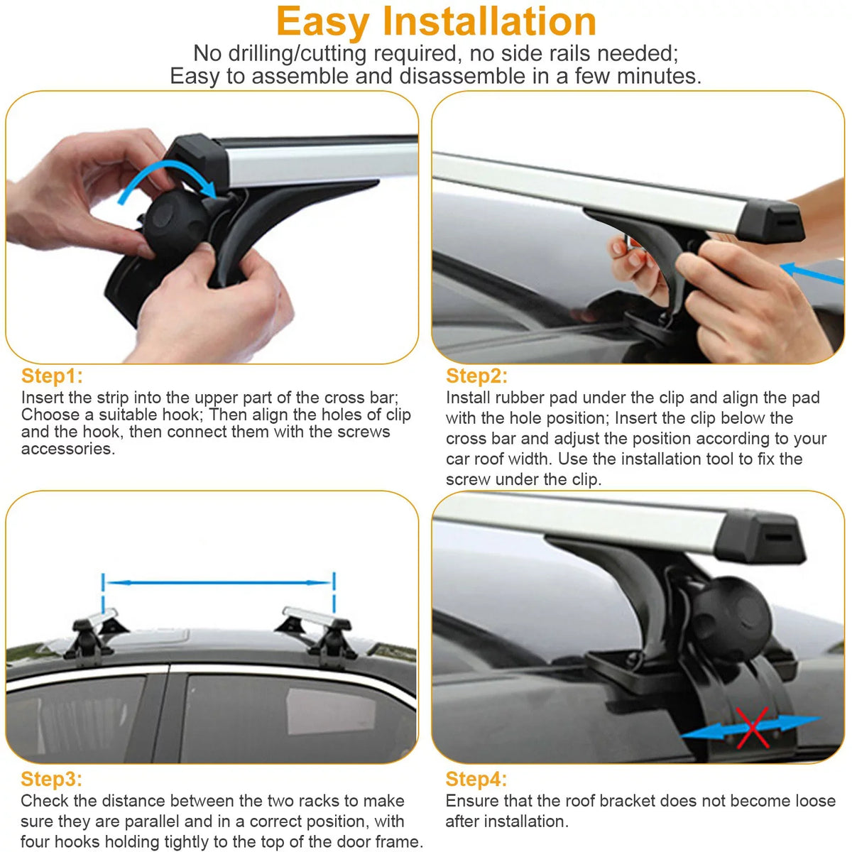 iMounTEK Roof Rack Crossbars 47.24in Car Roof Rack Aluminum Cargo Carrier with 165LBS Capacity Fit for Most Vehicle Wagon Car Without Roof Side Rail