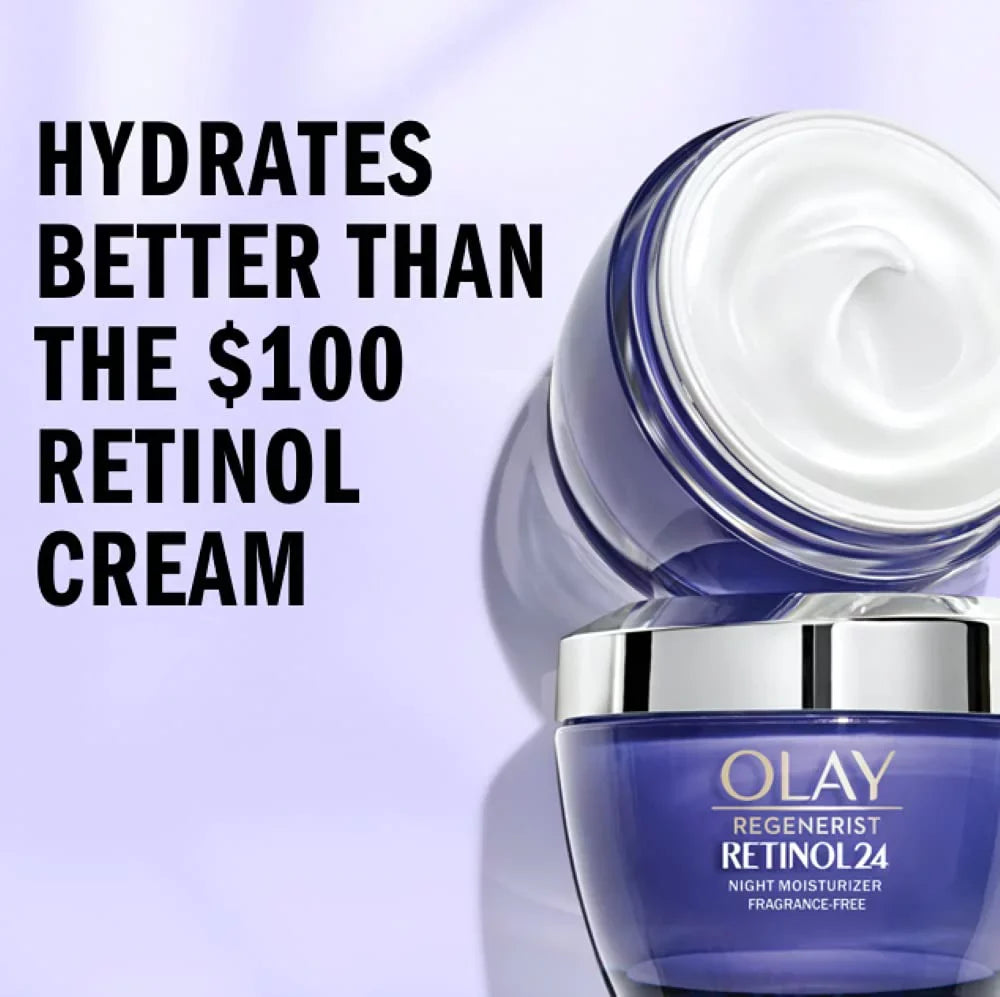 Olay Regenerist Retinol Moisturizer, Retinol 24 Night Face Cream, 1.7 Oz + Whip Face Moisturizer Travel/Trial Size Gift Set